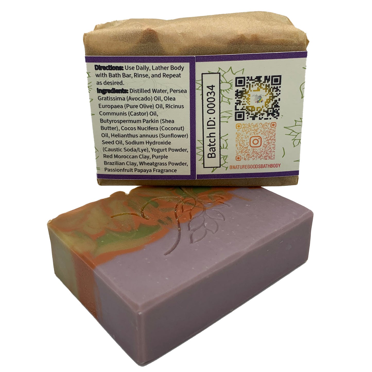 Passionfruit Papaya Spa Bath Bar Soap - Avocado Oil Collection