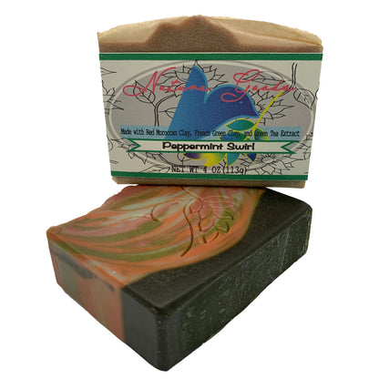 Peppermint Swirl Spa Bath Bar Soap - Green Tea Extract Collection