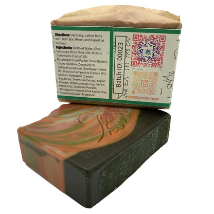 Peppermint Swirl Spa Bath Bar Soap - Green Tea Extract Collection