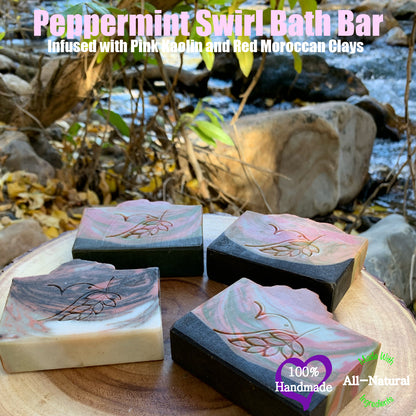 Peppermint Swirl Spa Bath Bar Soap - Green Tea Extract Collection